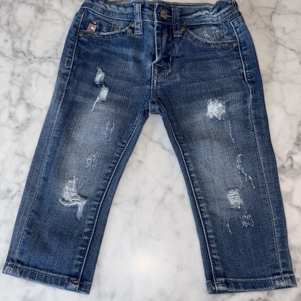 AG Classic Blue Denim Slim Straight Distressed Jeans 12M - Picture 5 of 7